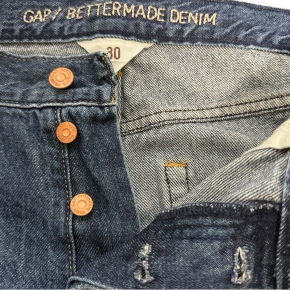 GAP Better Made Wide Leg Raw Hem Cropped High Rise Jeans Size 30 Dark Indigo - Picture 5 of 9